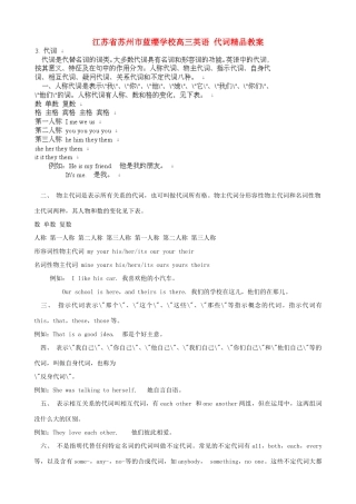 江苏省苏州市蓝缨学校高三英语 代词精品教案