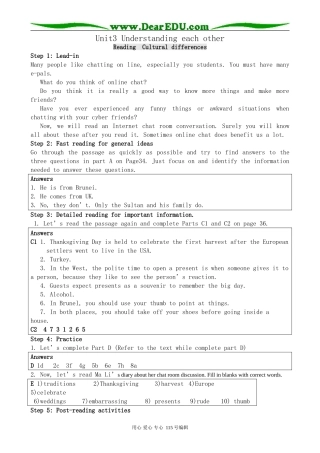 牛津版高中英语选修6Unit3 Understanding each other--Reading