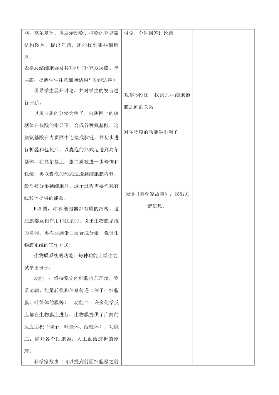 山东省郯城县第三初级中学高三生物上册《细胞器 系统内的分工合作》教案 新人教版_第2页