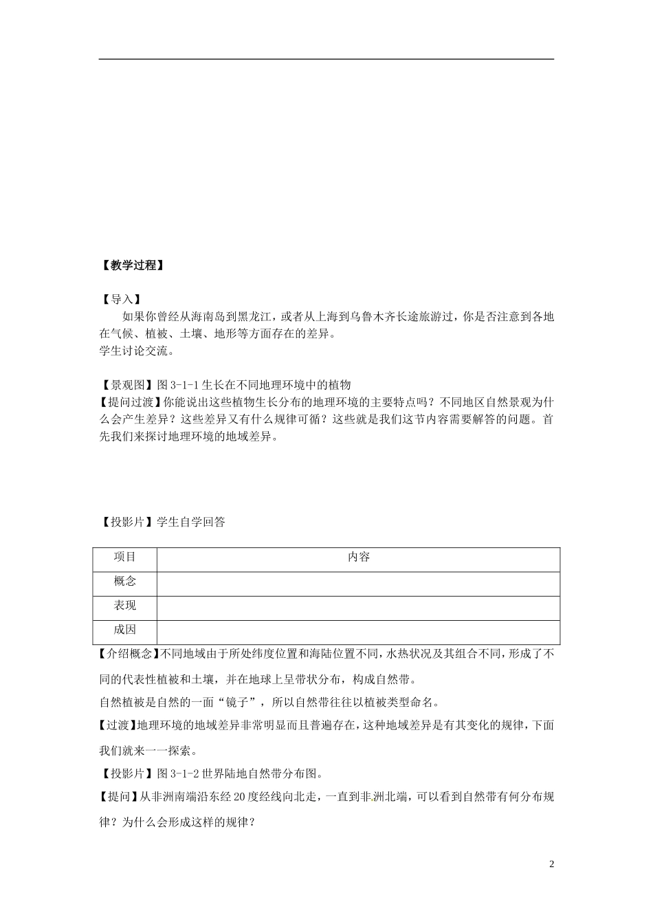江苏省连云港市灌云县四队中学高中地理 3.1 地理环境的差异性教案 鲁教版必修1_第2页