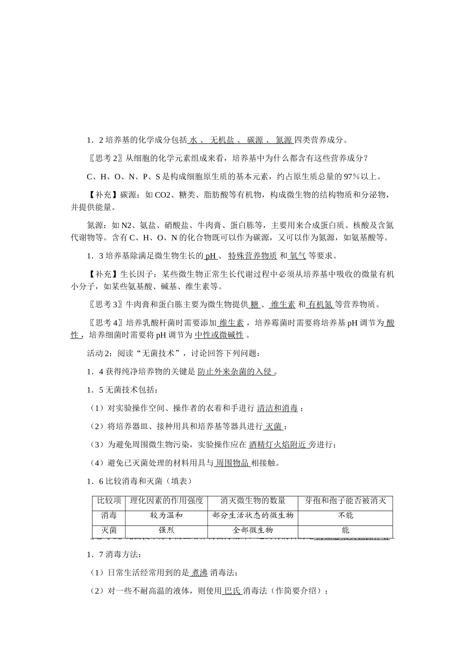 新人教版选修1高二生物微生物的实验室培养.（教案）_第2页