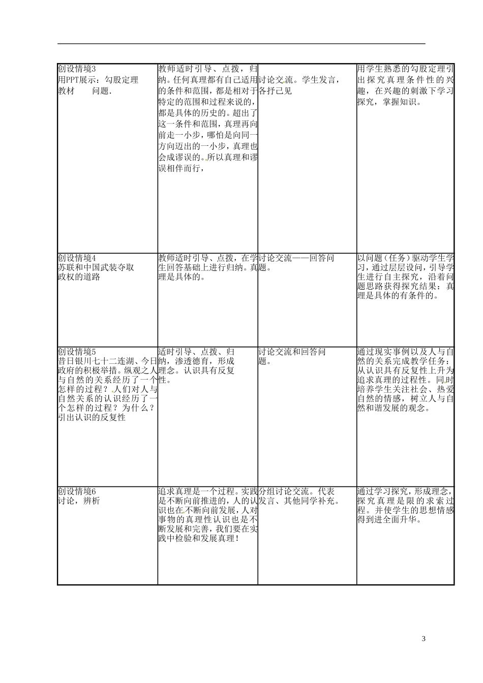河南省安阳市第九中学高中政治《在实践中追求和发展真理》教案 新人教版必修4_第3页