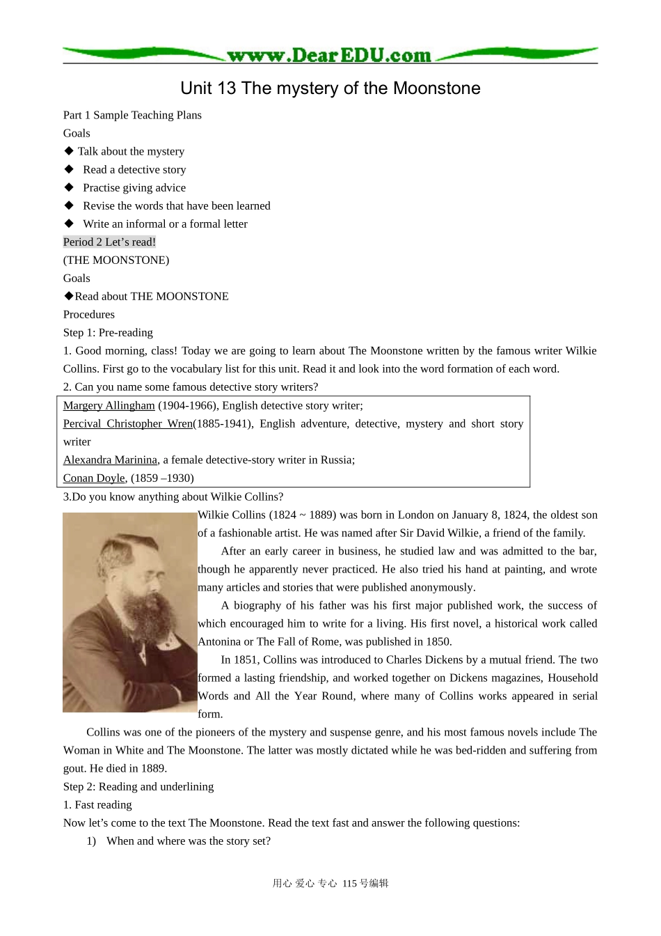 高中英语第三册(全一册)Unit 13 The mystery of the Moonstone-Period 2 Let’s read_第1页