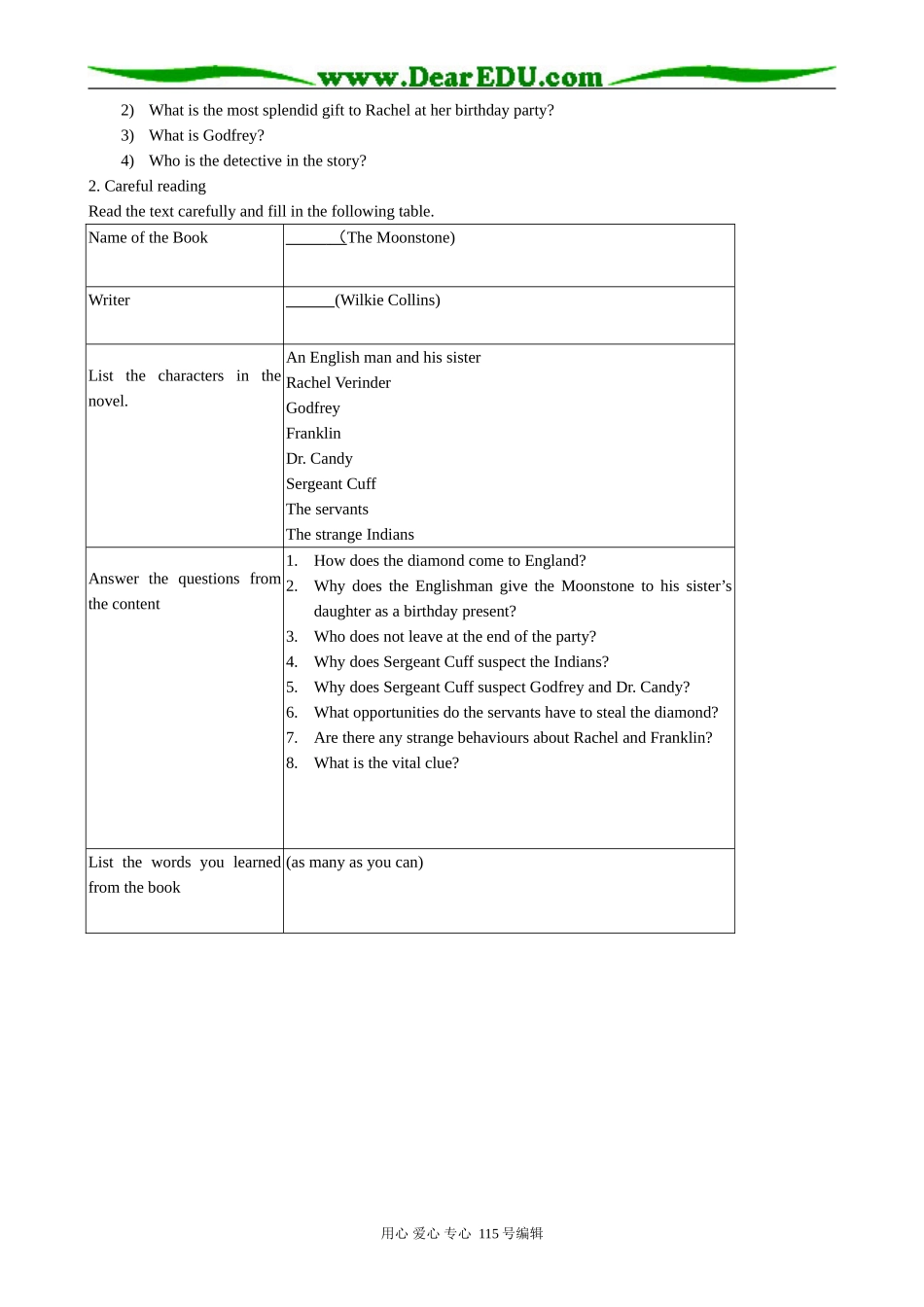 高中英语第三册(全一册)Unit 13 The mystery of the Moonstone-Period 2 Let’s read_第2页