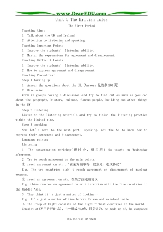 人教版高中英语第二册Unit5 The British Isle--The First Period