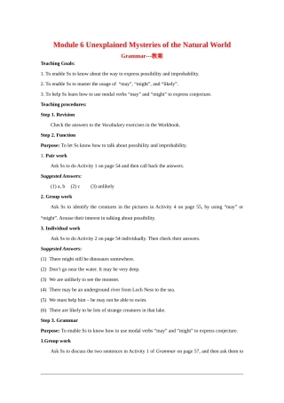 英语：Module 6《Unexplaied Mysteries of the Natural World》教案-Grammar（外研版必修4）