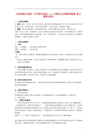 云南省陇川县第一中学高中政治 1.2.1感受文化的影响教案 新人教版必修3