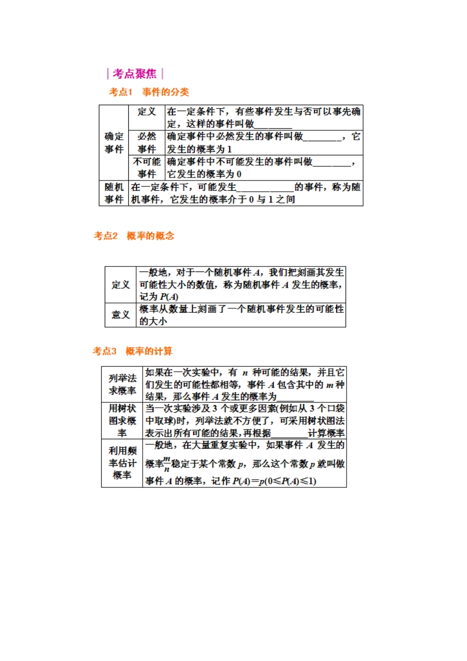 山东省枣庄市峄城区吴林街道中学九年级数学下册《概率复习》教案 北师大版_第3页
