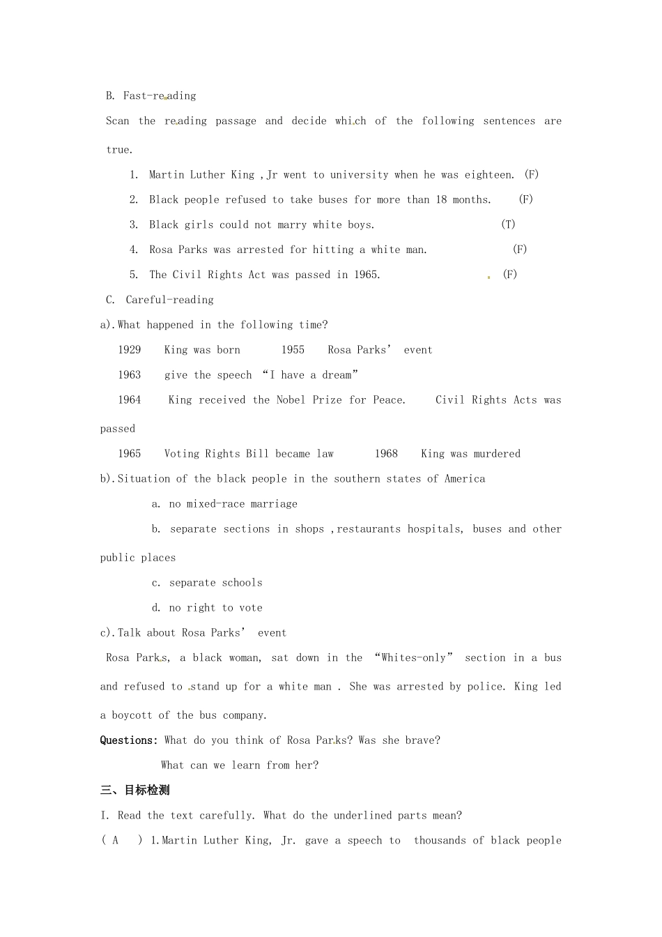 云南省芒市中学高一英语《Unit 14 Freedom Fighters The Third and fourth Period》教案_第2页