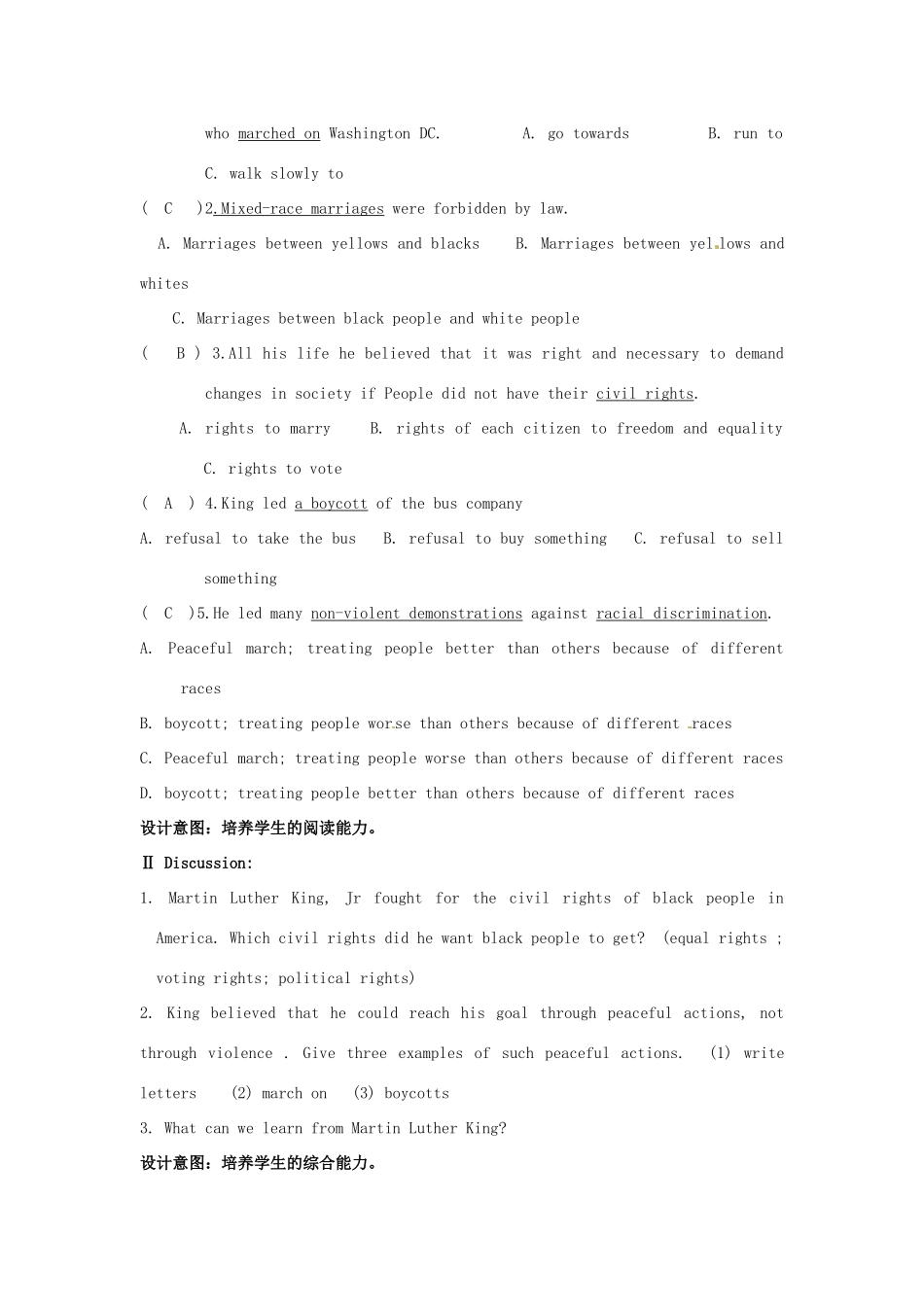 云南省芒市中学高一英语《Unit 14 Freedom Fighters The Third and fourth Period》教案_第3页