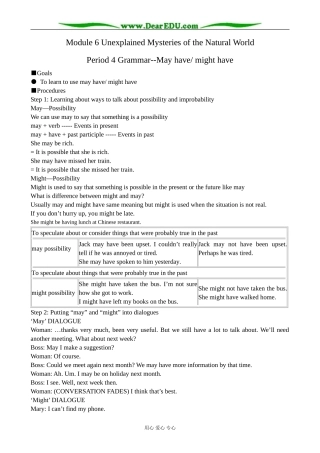 外研版英语必修4 Module6 Unexplained Mysteries of the Natural World--Grammar 