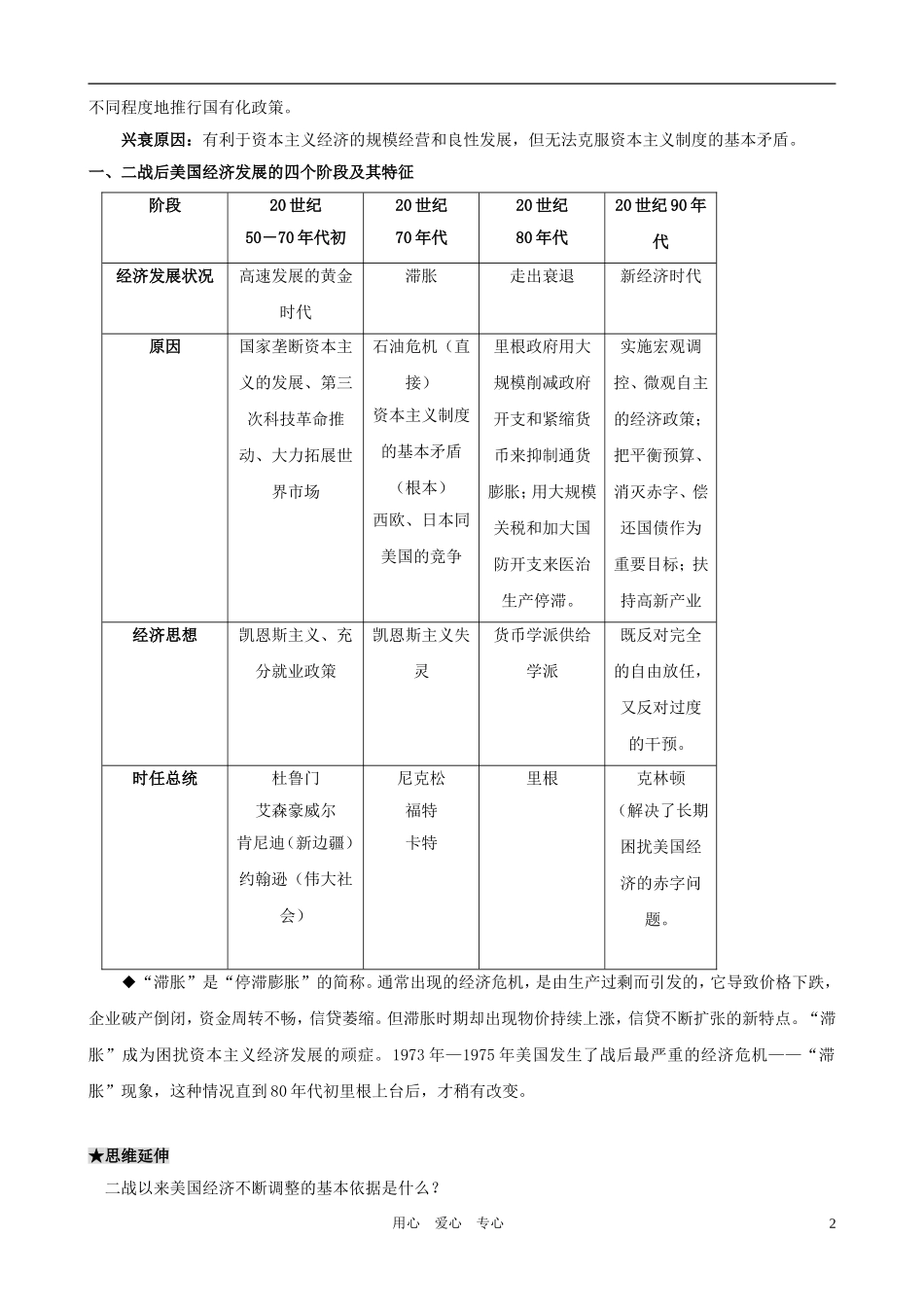高一历史 6.3《当代资本主义的新变化》教案 人民版必修2_第2页