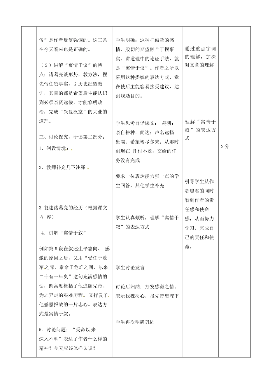 北京市顺义区大孙各庄中学七年级语文上册 第24课《出师表》教案2 新人教版_第3页