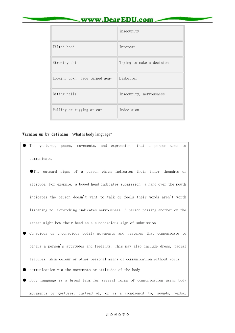 高中英语Body Language新人教版必修四_第3页