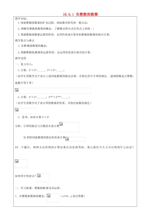 上海市罗泾中学七年级数学上册 10.6.1 负整数指数幂教案 沪教版五四制