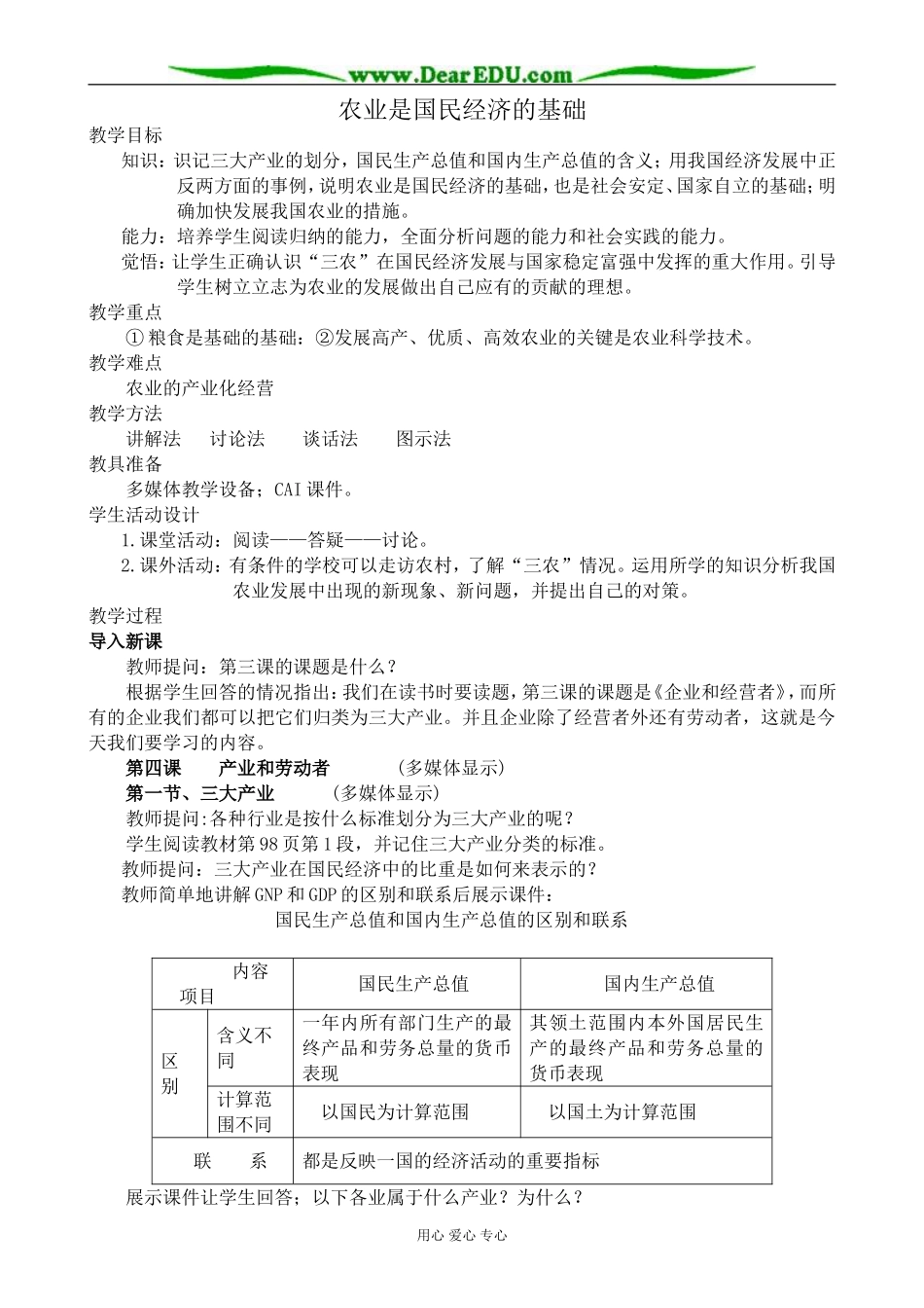 人教版高一政治上册农业是国民经济的基础_第1页
