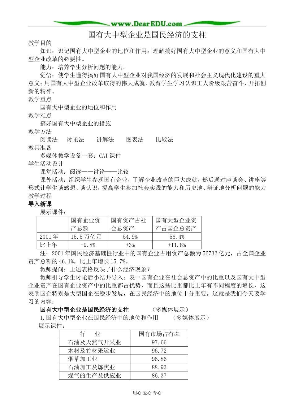 人教版高一政治上册国有大中型企业是国民经济的支柱_第1页