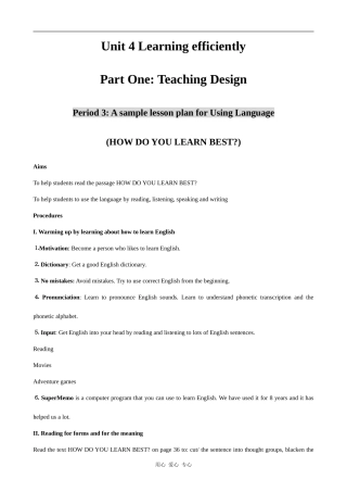 高中英语Unit 4 Learning efficiently  Using Language人教版选修10