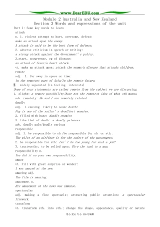 高中英语必修10Module 2 Australia and New Zealand-Words and expressions
