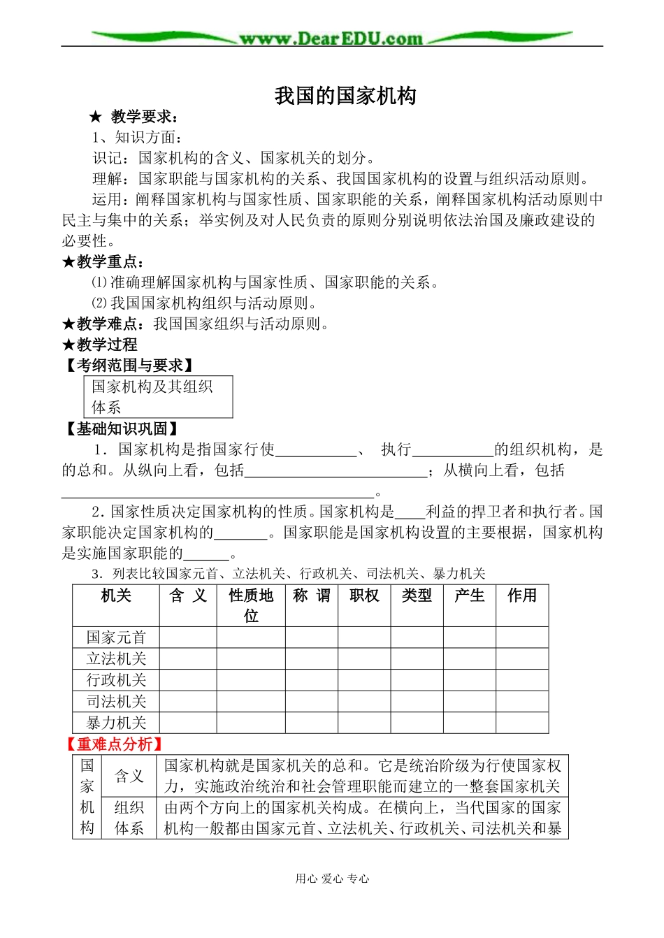 人教版高三政治我国的国家机构教案1_第1页