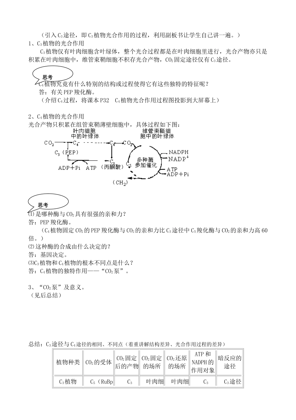 人教版高中生物选修光合作用 C3植物和C4植物_第3页