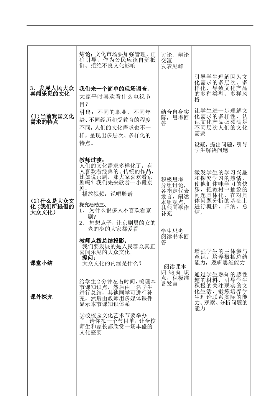 高中政治走进文化生活 第一框色彩斑斓的文化生活教案人教版必修3_第3页