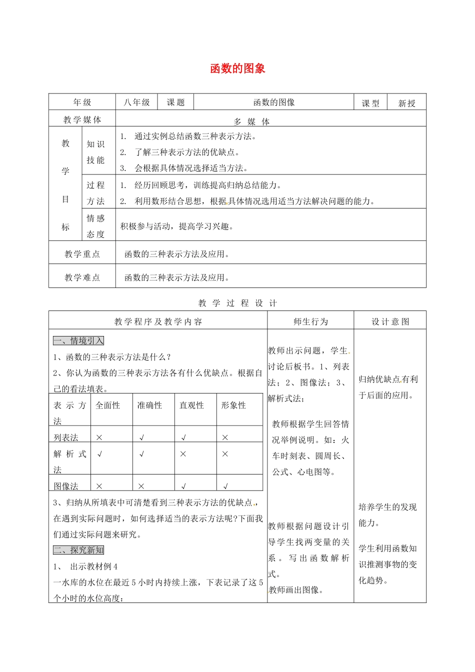 陕西省安康市紫阳县紫阳中学八年级数学下册 19.1.3 函数的图象（第3课时）教案 （新版）新人教版_第1页