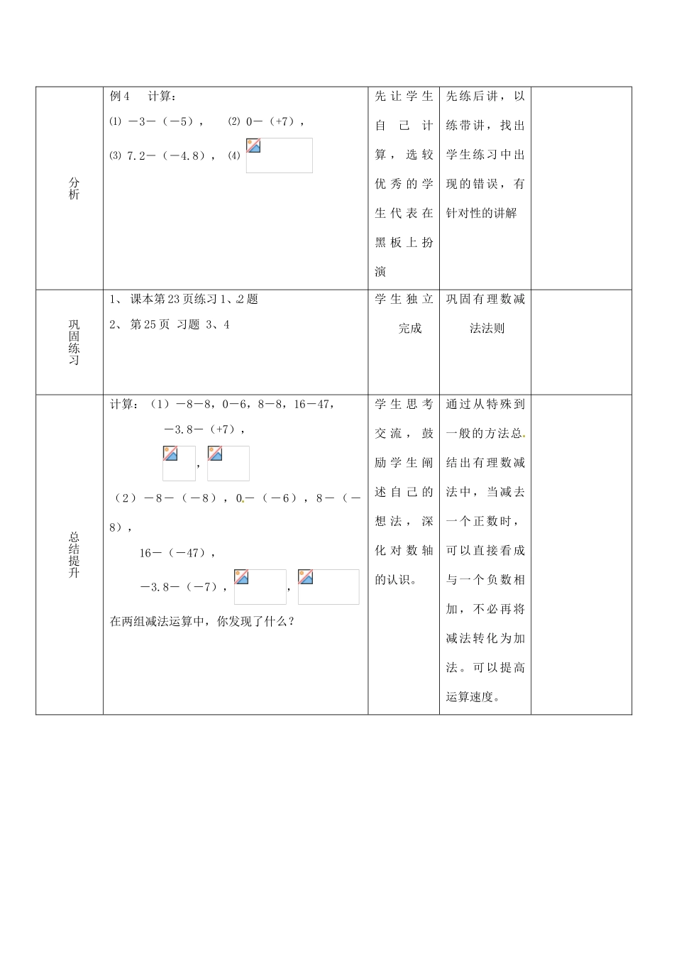山东省邹平县实验中学七年级数学上册《1.3.2 有理数的减法》教案 （新版）新人教版_第2页