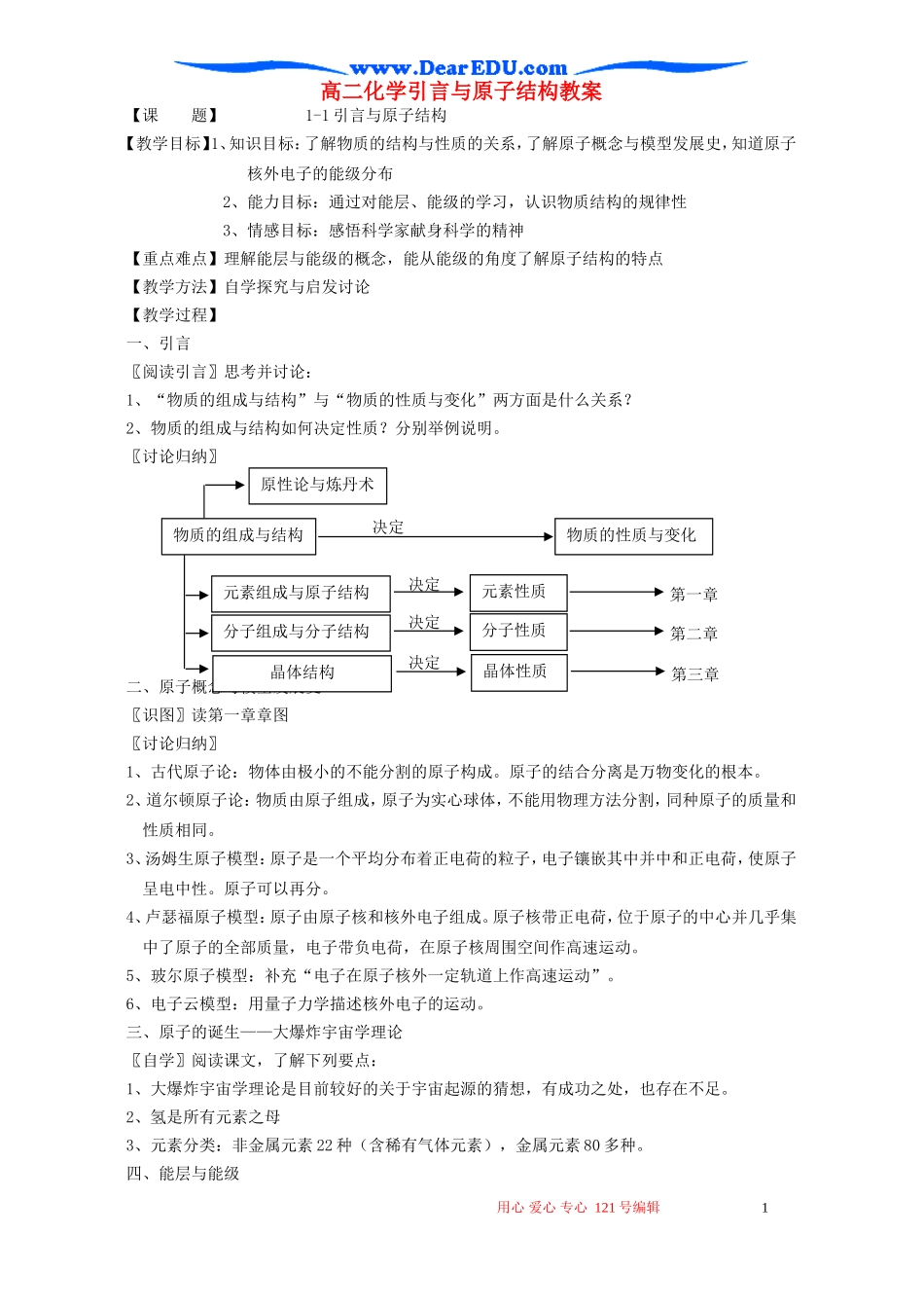 高二化学引言与原子结构教案_第1页