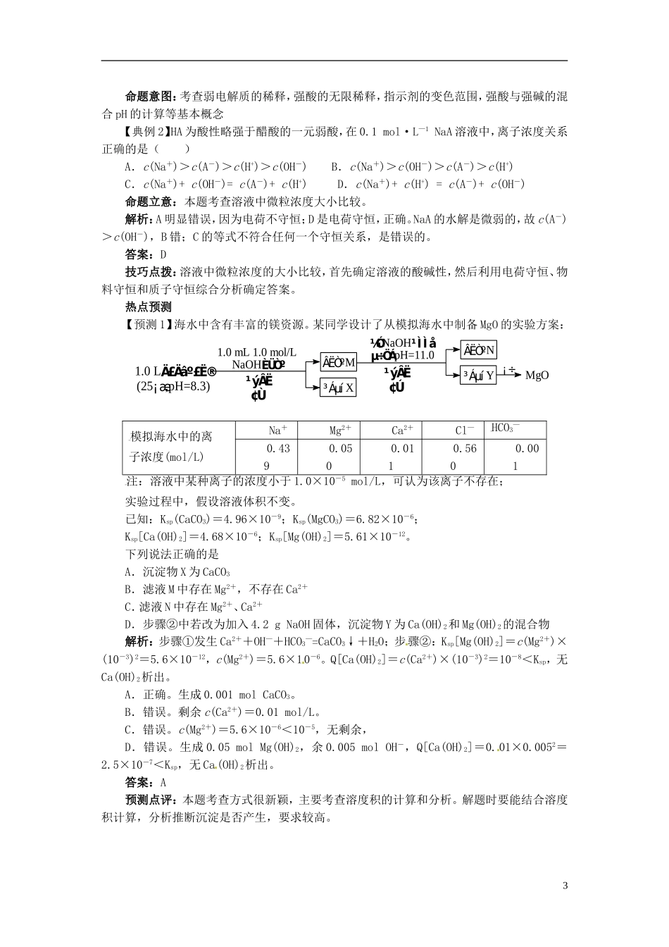 高考化学三轮冲刺《电解质溶液》复习教案-人教版高三全册化学教案_第3页