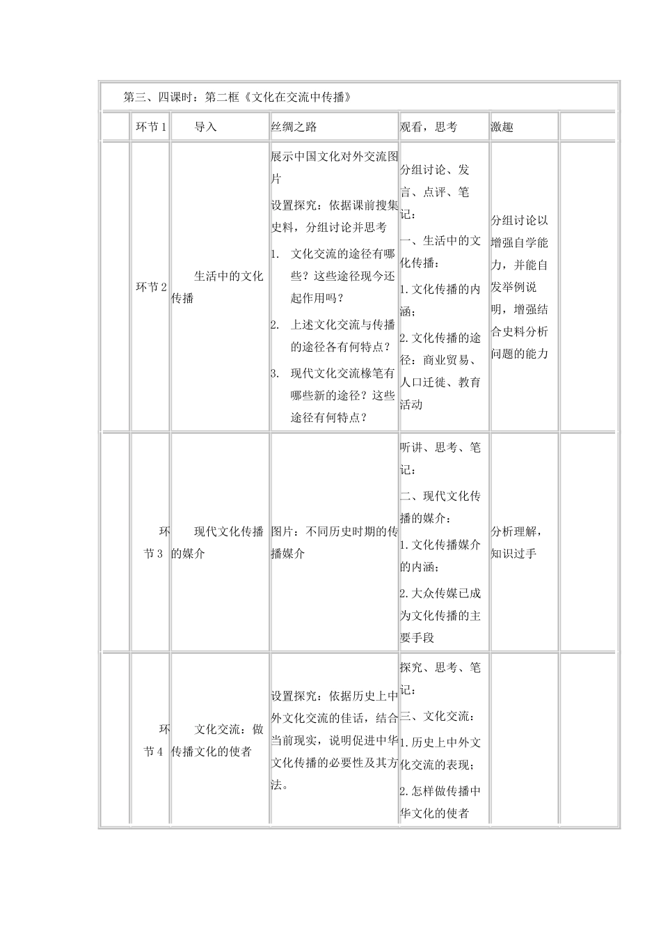 高中政治上学期第三周《文化的多样性与文化传播》教学设计-人教版高中全册政治教案_第3页