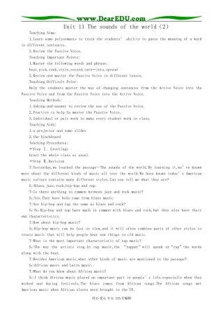 高中英语第一册上Unit 11 The sounds of the world（2）