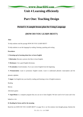 牛津版高中英语选修10Unit 4 Learning efficiently  Using Language