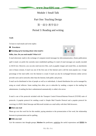 外研版英语必修6 Module1 Period 3 Reading and writing