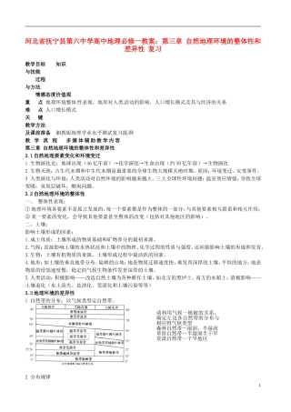 河北省抚宁县第六中学高中地理 第三章 自然地理环境的整体性和差异性复习 湘教版必修1