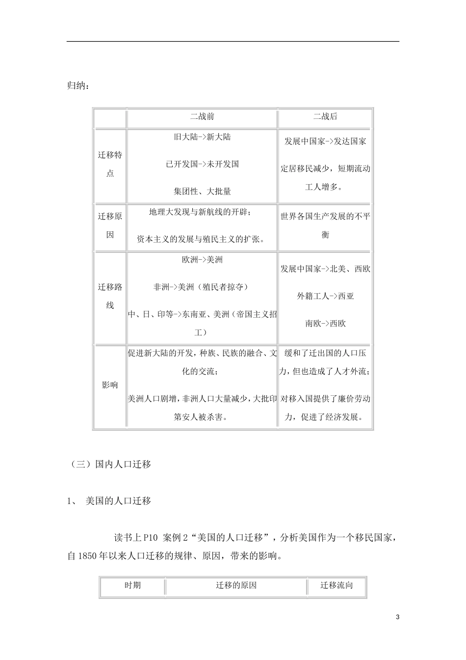 内蒙古赤峰二中高中地理 第一章第二节人口的空间变化教案4 新人教版必修2_第3页