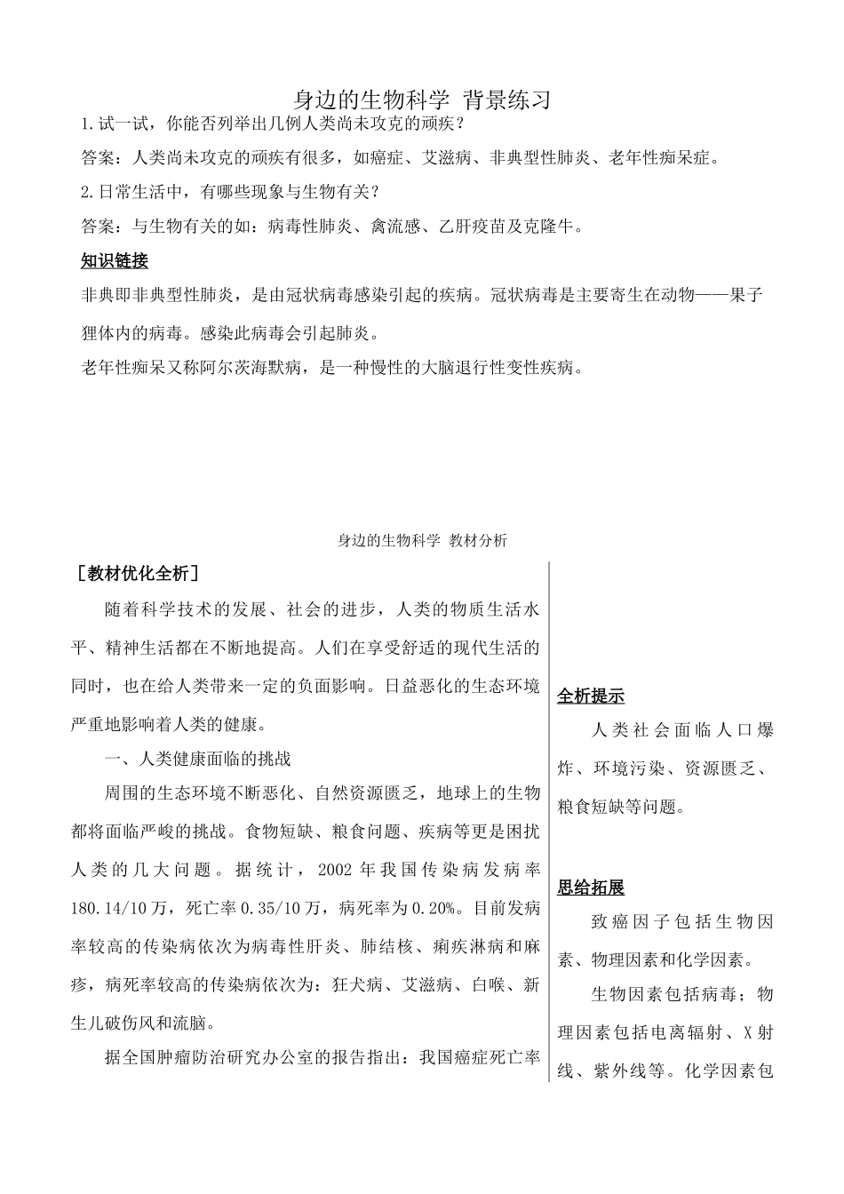 苏教版高中生物必修1身边的生物科学_第1页
