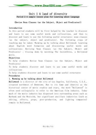 人教版英语选修8 Unit1 A land of diversity--Period2