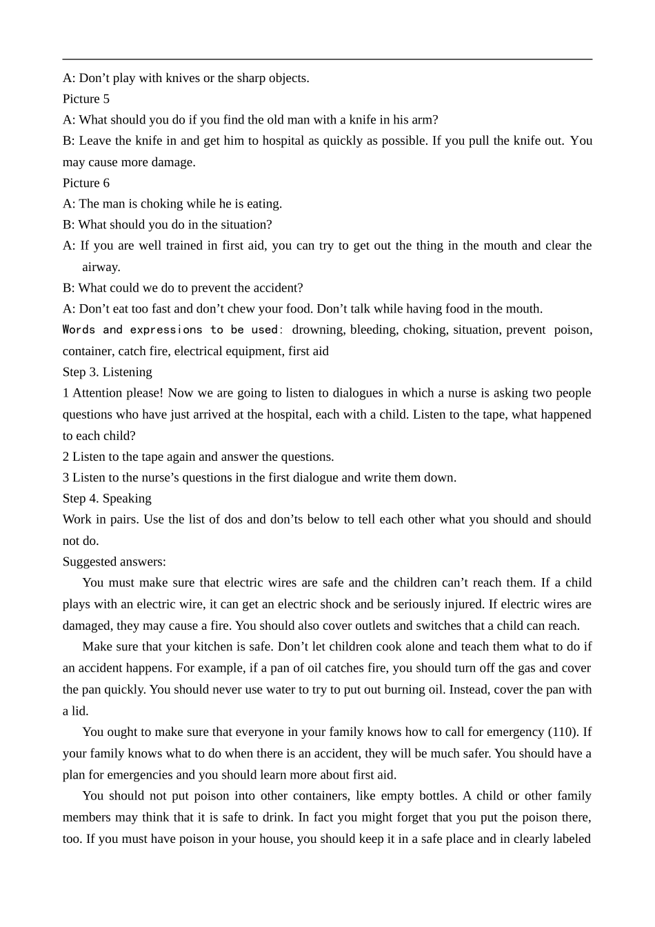 高中英语Unit 5 First Aid 人教版必修五_第2页