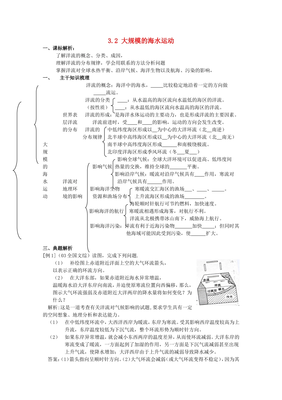 山西省运城市康杰中学高中地理 3.2 大规模的海水运动学案 新人教版必修1_第1页