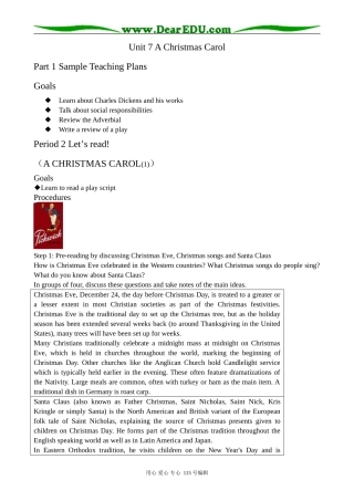 高中英语第三册(全一册)Unit 7 A Christmas Carol--Period 2 Let’s read