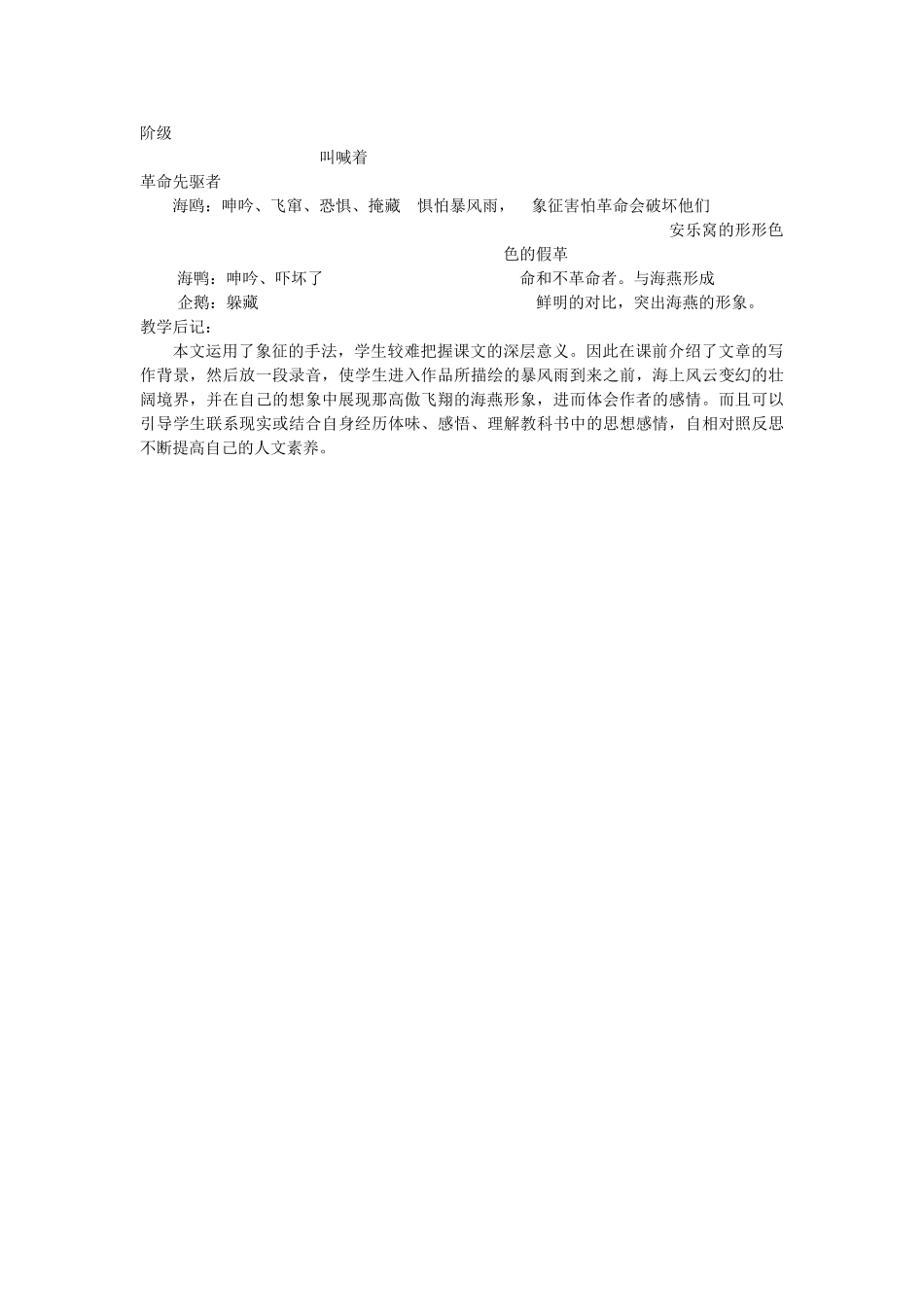 安徽省灵璧中学八年级语文下册 9 海燕（第二课时）教案 新人教版_第2页