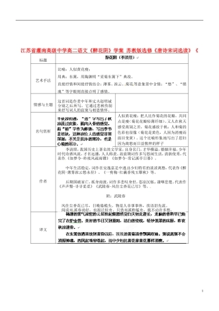 江苏省灌南高级中学高二语文《醉花阴》学案 苏教版选修《唐诗宋词选读》