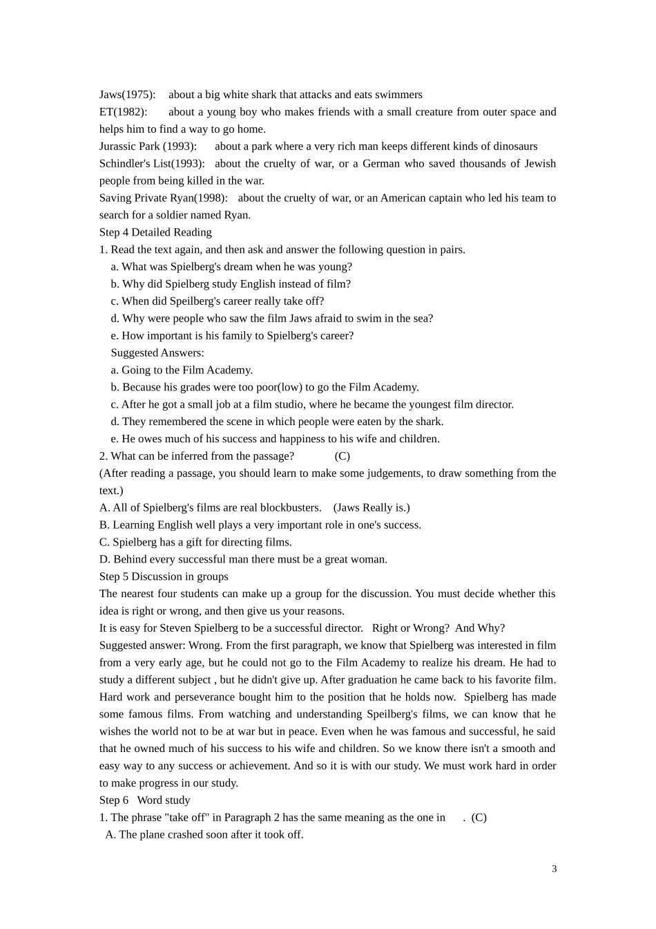 高中英语 unit5 The Silver Screen教案 新人教版必修1_第3页