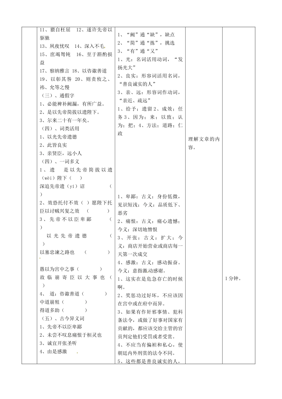 北京市顺义区大孙各庄中学七年级语文上册 第24课《出师表》复习教案1 新人教版_第3页