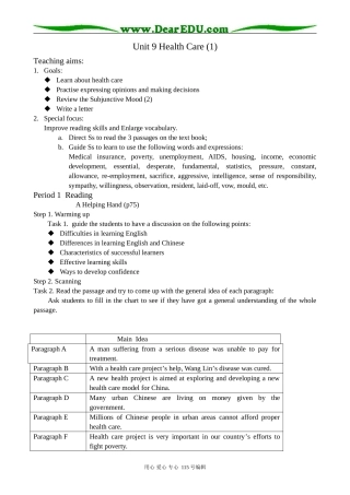 高中英语第三册(全一册)Unit 9 Health Care (1)