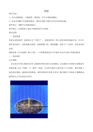 浙教版九年级数学投影教案