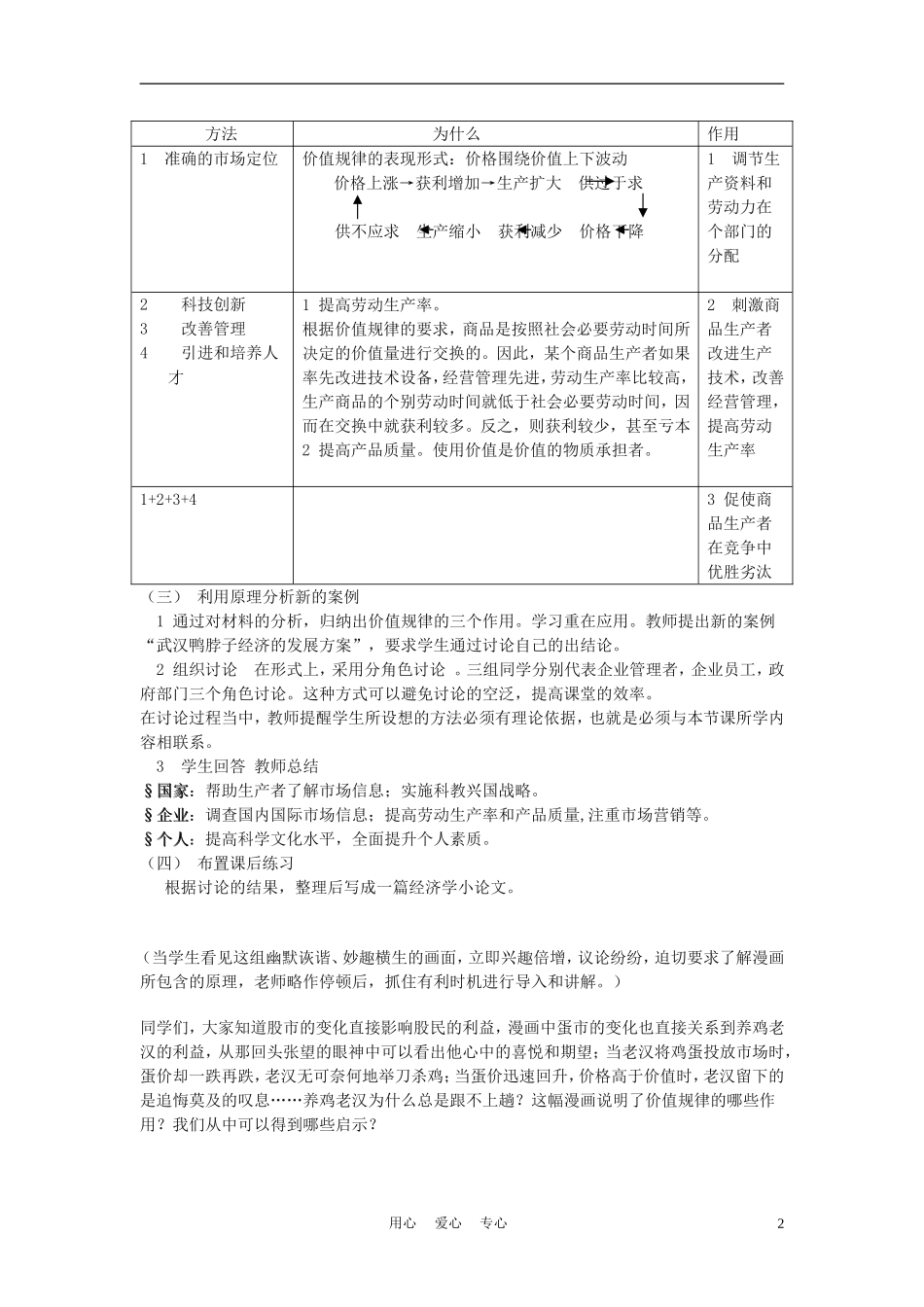 高中政治《价值规律的作用》说课稿 新人教版必修1_第2页