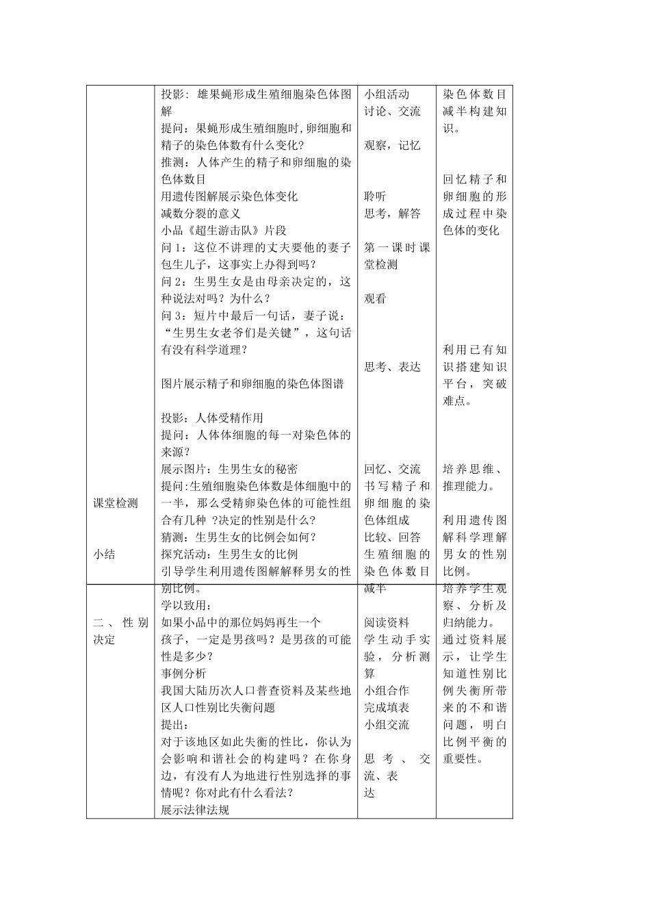 山东省枣庄市峄城区吴林街道中学八年级生物上册 第四单元 第四章 第二节 人类染色体与性别决定教案 济南版_第2页