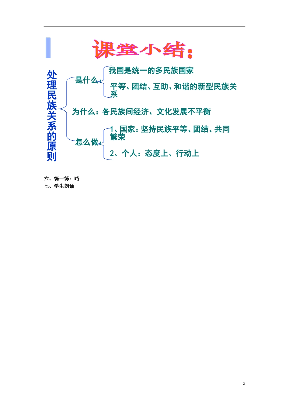 高中政治 第七课第一框《处理民族关系的原则平等、团结、共同繁荣》教学设计2 新人教版必修2_第3页